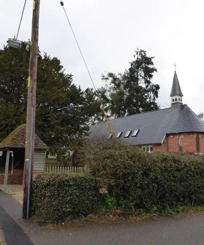 Bus stop outside the church