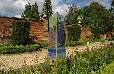 Highnam Court, Gloucester. These glass obelisks are rather pretty.