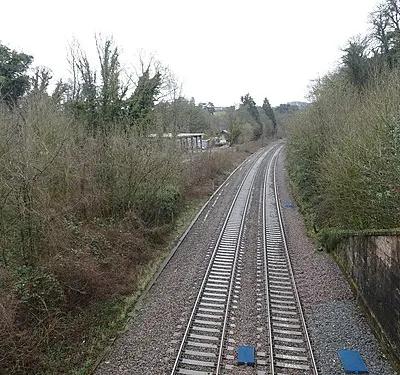 Box railway station (site), WiltshireOpened in 1841 by the Great Western Railway on its line from Swindon to Bristol Temple Meads, this station closed in 1965.
View east towards Box (Mill Lane) and Swindon. ST8168 : Box Station shows the station and was taken a few metres to the right, some 55 years earlier.