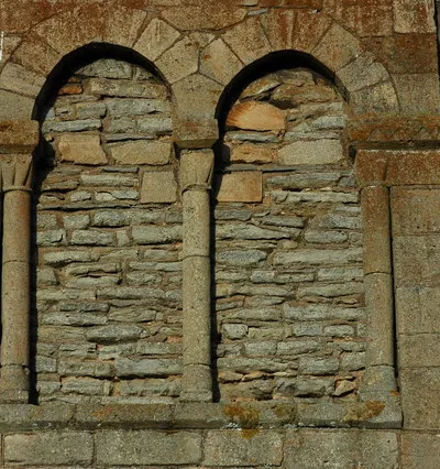 Arches in Stoulton Church A pair of Norman arches in the south wall of Stoulton church.