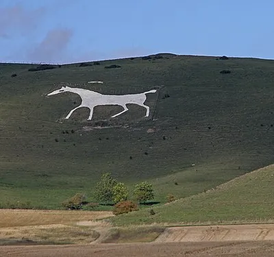 The Alton Barnes White Horse is a chalk hill figure of a white horse located on Milk Hill some 1,000 metres north of the village of Alton, Wiltshire. The horse is approximately 180 feet high and 160 feet long and was cut in 1812 under the commission of local farmer Robert Pile. Pile instructed inn sign painter John Thorne to design and cut the horse, although Thorne conned Pile by leaving with his advance sum while employing local resident John Harvey to cut the horse instead. It is based on another white horse hill figure in Wiltshire, the Cherhill White Horse and is the second-biggest of nine white horses in Wiltshire.
Recently re-chalked, see

<a href="https://www.itv.com/news/westcountry/2019-07-30/tonnes-of-chalk-air-dropped-by-chinooks-for-wiltshire-white-horse-spruce-up/" rel="noreferrer nofollow">www.itv.com/news/westcountry/2019-07-30/tonnes-of-chalk-a...</a>