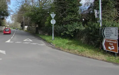 B4632 Southam Road distances sign, Prestbury