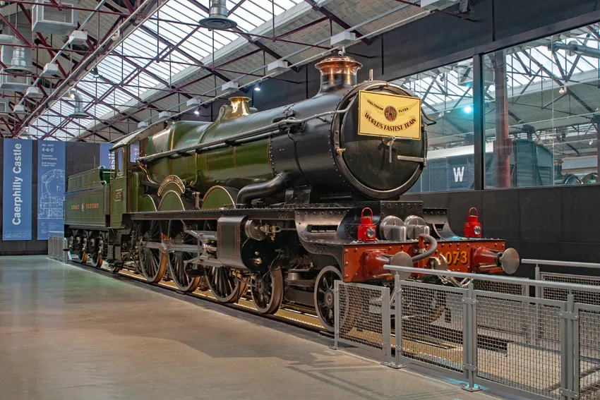 The pioneer GWR Castle class locomotive, 4073 Caerphilly Castle, on display at STEAM museum, Swindon. Originally outshopped by Swindon Works in 1961 for display in the Science Museum transport gallery. The last major overhaul to be performed on a steam engine at the works.