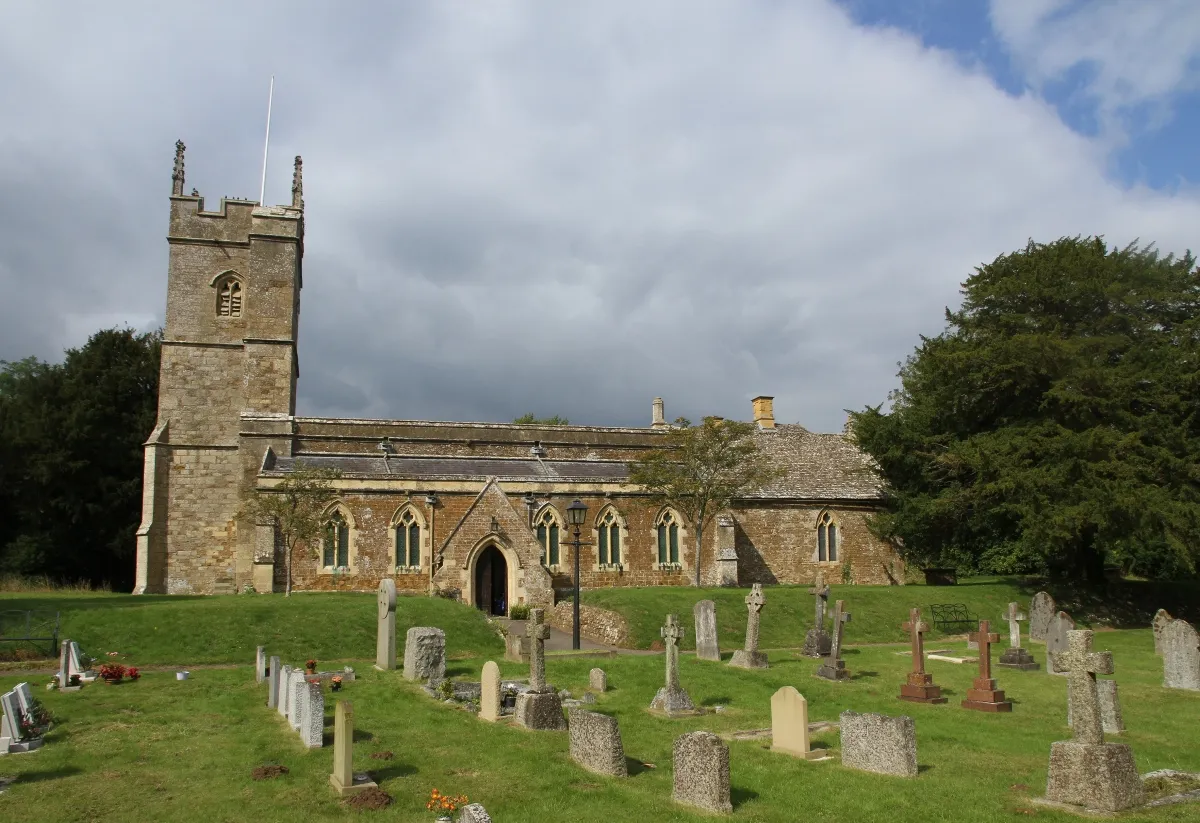St Andrew's parish church, Kingham, Oxfordshire, seen from the southeast