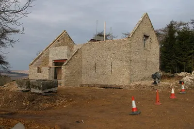 Barn undergoing conversion near Sevenhampton, Gloucestershire. The building is on a track above Sevenhampton near Elsdown Covert