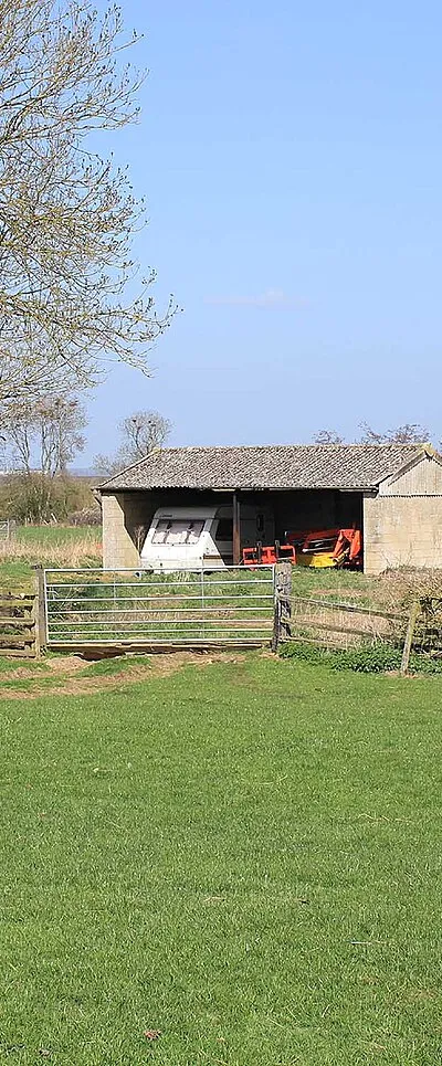 Caravan in a barn