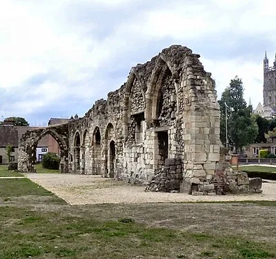 St Oswald's Priory Wall, near to Gloucester, Gloucestershire, Great Britain.
The standing wall on this site incorporates the remnants of the church built around 900AD by ?hel? daughter of Alfred the Great. St Oswald�s became an Augustinian Priory in 1152. The priory was dissolved in 1537 but the site was still used as a small church until 1656 when it was pulled down except for this wall which still survives.