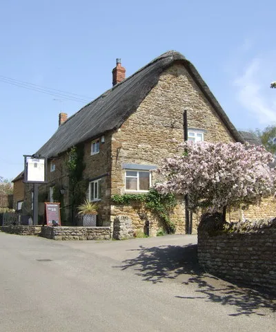Wykham Arms public house, Temple Mill Road, Sibford Gower, Oxfordshire, seen from the southwest