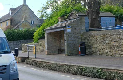 Bus stop and shelter, High Street, Longborough, Glos