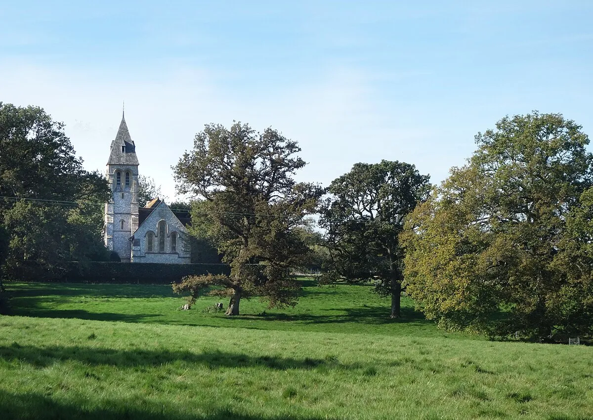 Church across the meadow