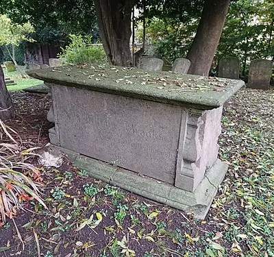 Brooks tomb, St. Andrew's Church, Kingham. Oxfordshire, England. Early 19th century. Jointly Grade II listed with the nearby Fowler tomb.