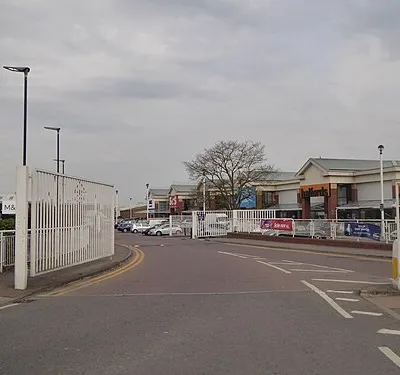 Gates and fence for Kingsditch Retail Park, Cheltenham