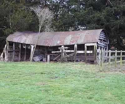 A tumbledown shed