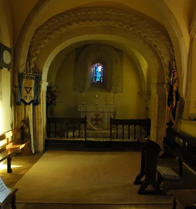 Church of England parish church of St John the Evangelist, Elkstone, Gloucestershire: Norman chancel.