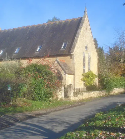 Converted chapel at Westmancote Former Baptist chapel, now converted into a house by inserting a first floor, staircase at this end, windows in the roof and a chimney at the back. Public footpath leading off to the left.