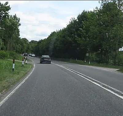 A40 at the access to Hurst Barn Farm