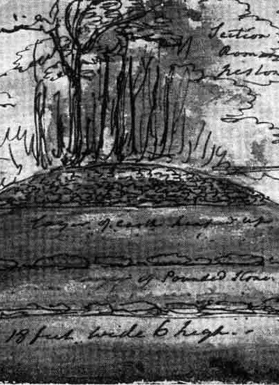 Scan of 1819 sketch from # Skinner, Rev. John (18-): Memoir on Camalodunum, chapter 3: Vallum of Ostorius, called the Wansdyke, pp. 138-153, Notes on Wansdyke reprinted in: Major and Burrow: The Mystery of Wansdyke (1926), pp. 180-182.* , as used at http://www.wansdyke21.org.uk/wansdyke/wanwesteast/wanmid5.htm, showing the Roman road from London to Bath at Neston Park